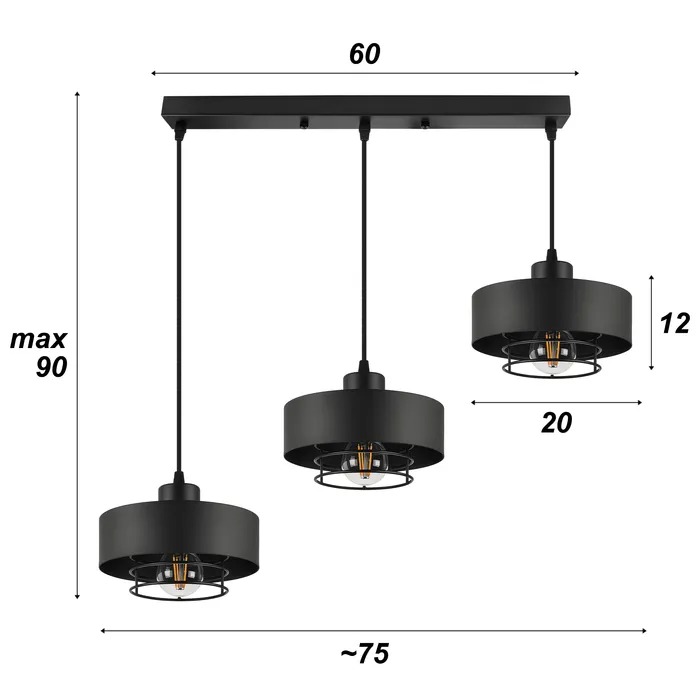 lampa do jadalni loft czarna