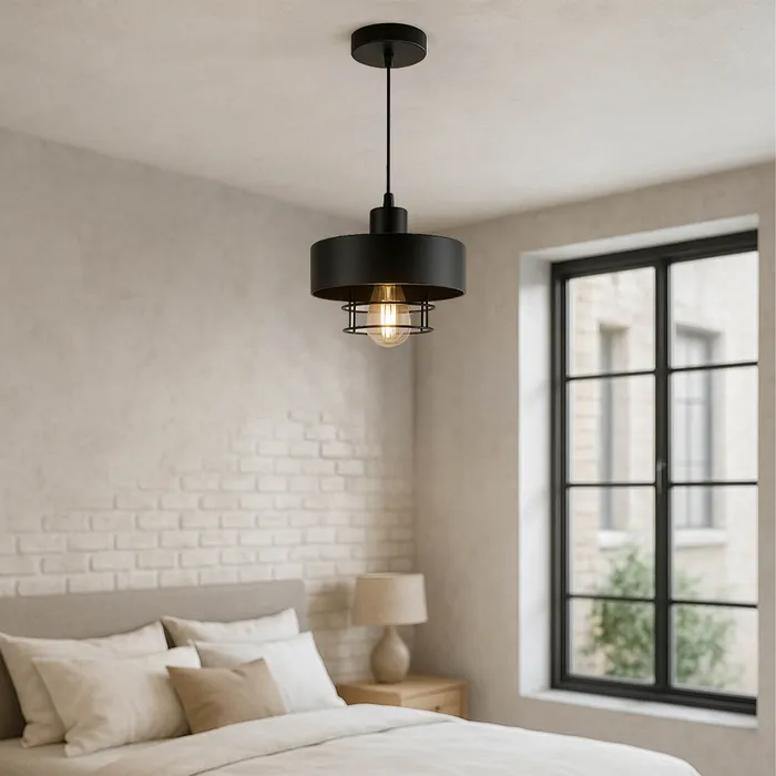 aranżacja lampy sufitowej LEDLUX czarna 3xE27