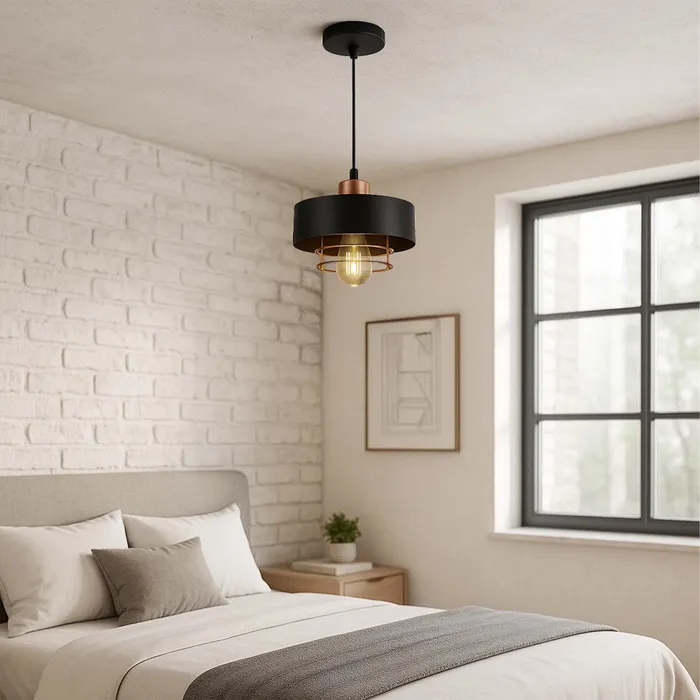 aranżacja lampy sufitowej LEDLUX czarna 3xE27