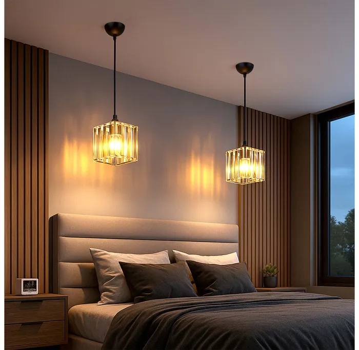 lampa LED E27 szklany klosz nowoczesna czarna