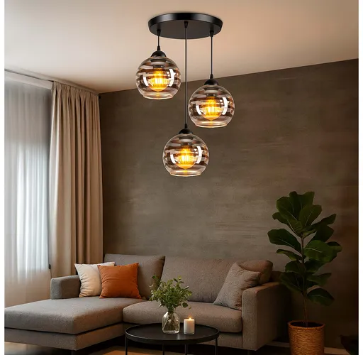 lampa do jadalni loft czarna szklana