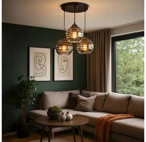 aranżacja lampy sufitowej LEDLUX czarna 3xE27