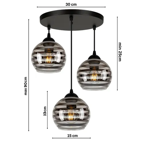 lampa do jadalni loft czarna szklana