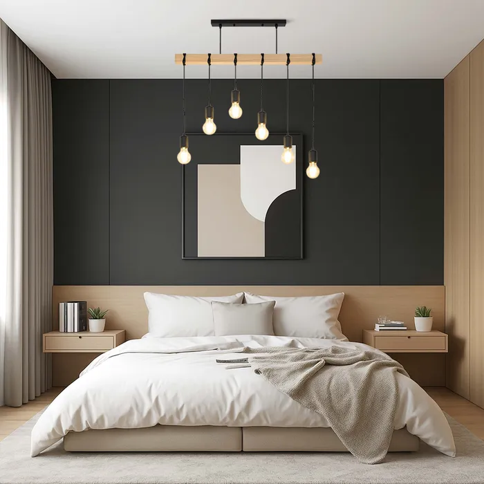 aranżacja lampa wisząca sypialnia