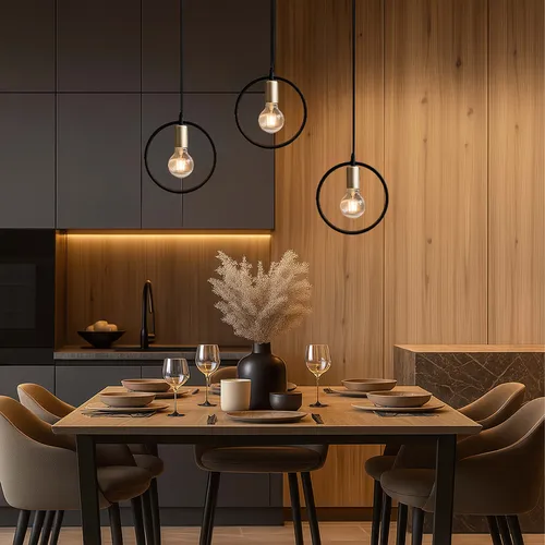 Aranżacja: lampa 3×E27 nad wyspą kuchenną w stylu loft