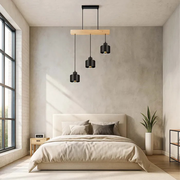 aranżacja lampy sufitowej LEDLUX czarna 3xE27