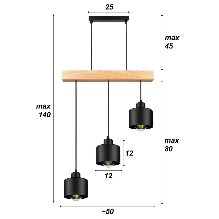 lampa do jadalni loft czarna