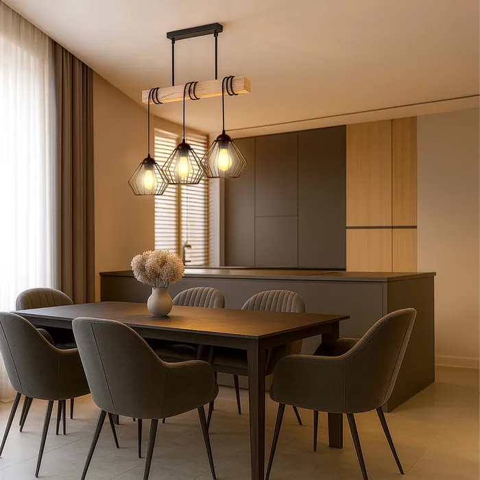 aranżacja lampy sufitowej LEDLUX czarna 3xE27