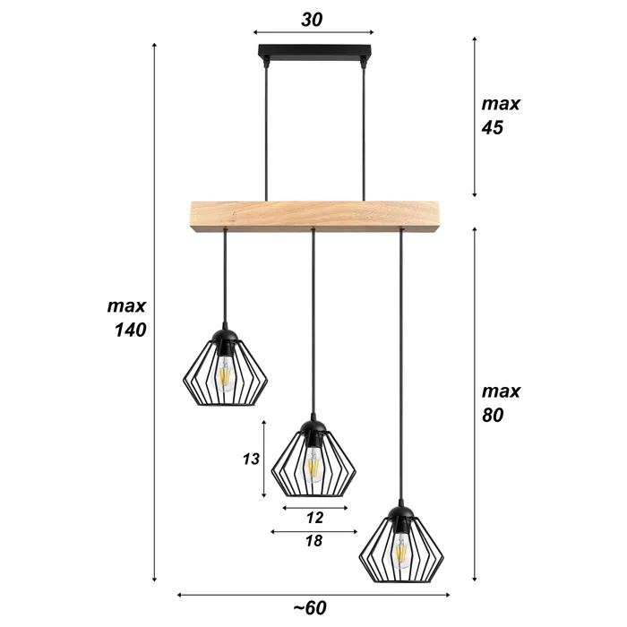lampa do jadalni loft czarna szklana