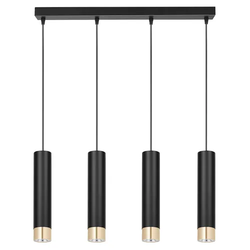Lampa wisząca 4-punktowa czarno-złota na listwie 80 cm, oprawy cylindryczne GU10
