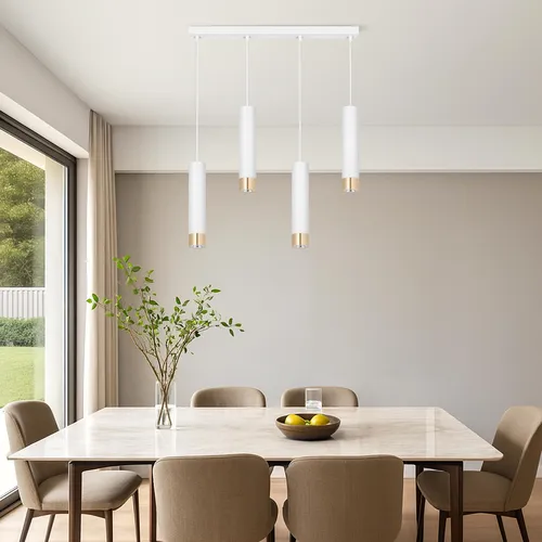Lampa biało-złota 4-punktowa w kuchni, jadalni i salonie