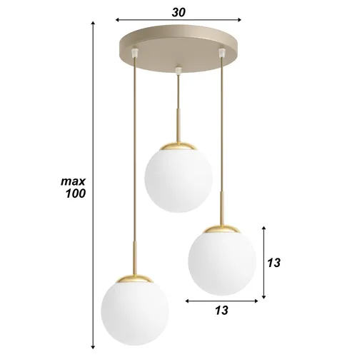 Wymiary elementów lampy sufitowej wiszącej LEDLUX