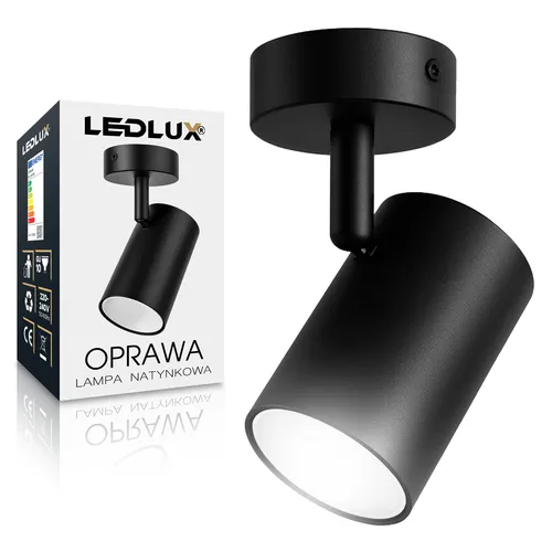 LEDLUX – pojedynczy spot sufitowy 1×GU10, czarny mat, regulowana tuba