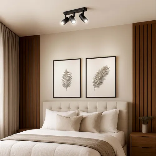 Plafon LEDLUX 3×GU10 w korytarzu – czarny mat, nowoczesne wnętrze