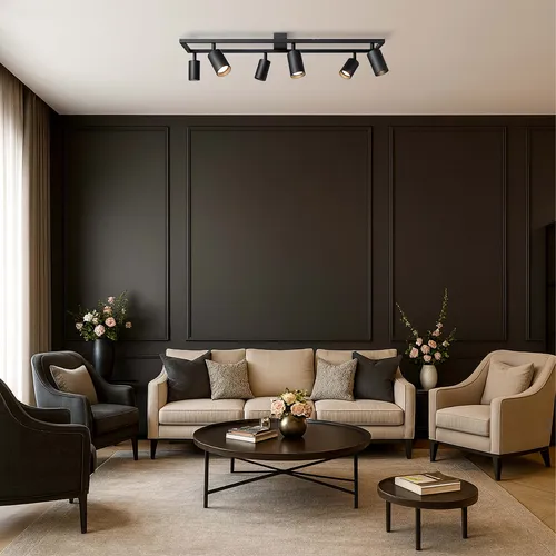 Plafon 6×GU10 LEDLUX w salonie nad stołem – aranżacja 2