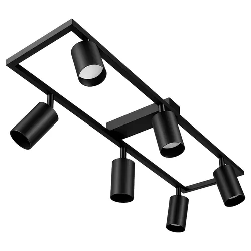 Plafon LEDLUX 6×GU10 – czarny mat, prostokątna rama 80 cm, regulowane tuby