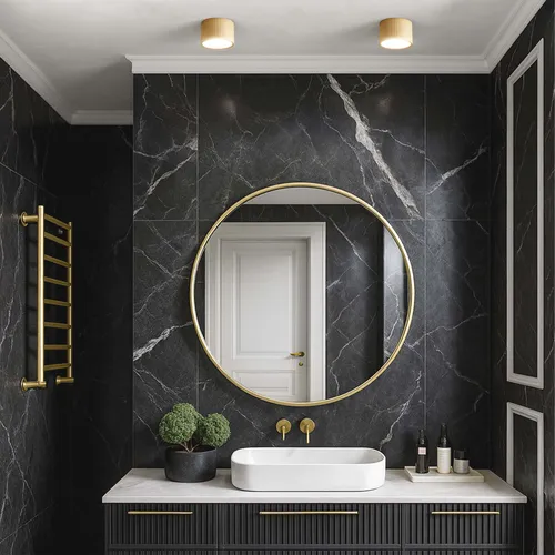 Przykładowa aranżacja lampy sufitowej złotej OPN-013