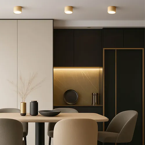 Przykładowa aranżacja lampy wiszącej złotej OPN-013