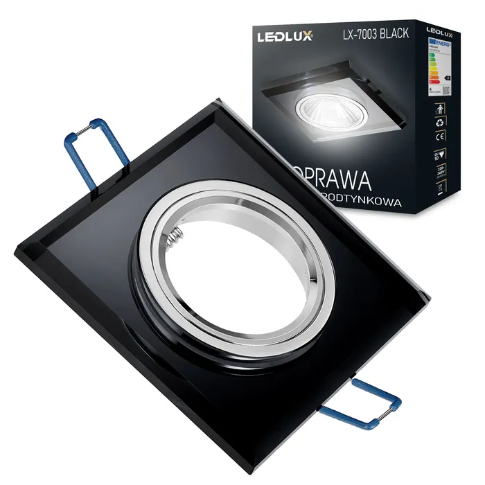 Zestaw 4 szklanych opraw sufitowych LEDLUX z żarówkami LED GU10 i gniazdami