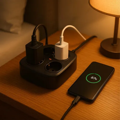 Aranżacja: listwa LEDLUX na biurku – laptop, monitor, lampka