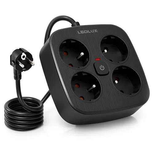 Listwa LEDLUX 3 m – 4 gniazda 230V z uziemieniem, włącznik ON/OFF – widok ogólny