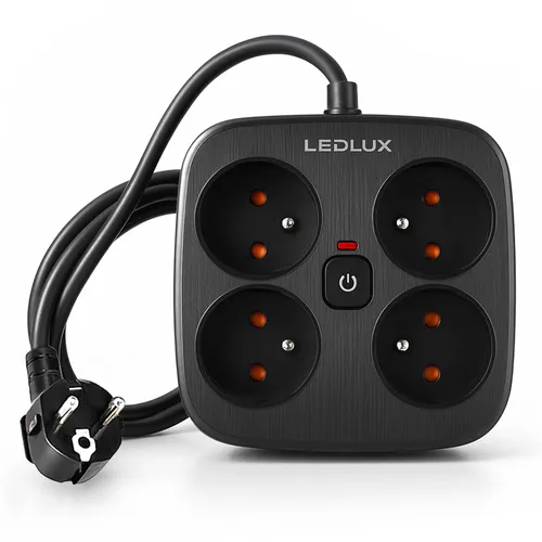 Zastosowanie: biurko/home office, zestaw RTV, kuchnia – listwa LEDLUX 4 gniazda