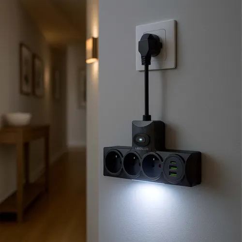 Opinie: LEDLUX rozgałęźnik 4×230V z 3× USB i lampką LED 3 barwy