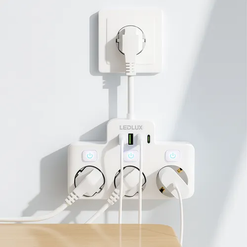 Zastosowanie: sypialnia, salon RTV, biurko – rozgałęźnik LEDLUX z USB