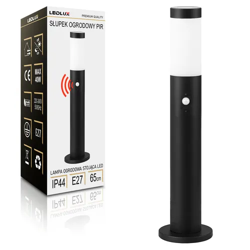 Słupek ogrodowy LEDLUX z czujnikiem ruchu PIR, E27, IP44, 65 cm