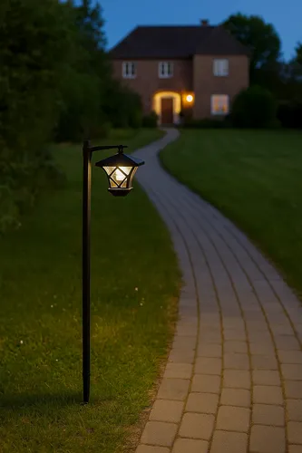 wysoka lampa solarna stojąca z matowym kloszem