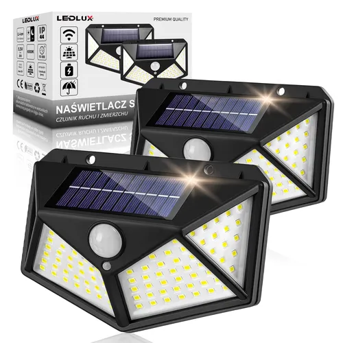 zestaw 2 sztuk Naświetlaczy Solarnych LED z Czujnikiem Ruchu
