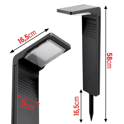 Wymiary lampy solarnej LED