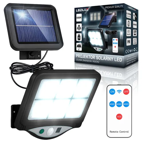 Projektor solarny LED z czujnikiem ruchu i zmierzchu oraz pilotem