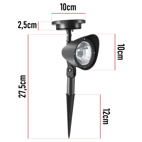 Wymiary reflektora solarnego LED