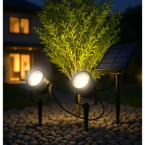 Reflektor solarny – podświetlone drzewo i elewacja