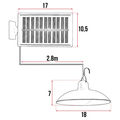 Wymiary lampy wiszącej LED