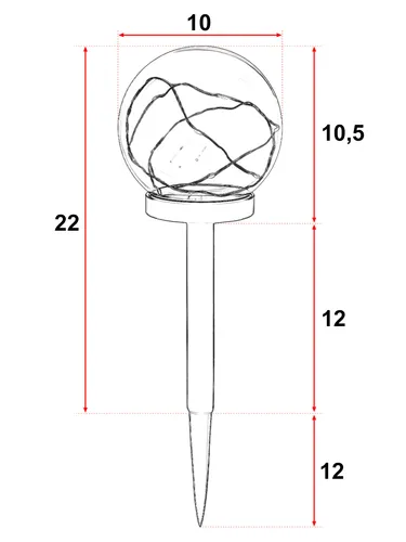 Wymiary lampy solarnej LED