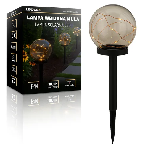 lampa solarna wbijana szklana kulka