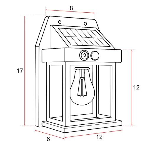 Wymiary ogrodowej lampy solarnej