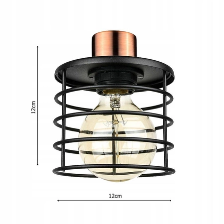 Lampa Wisząca LX- 1077 Czarna + Miedź 1x E27 LEDLUX