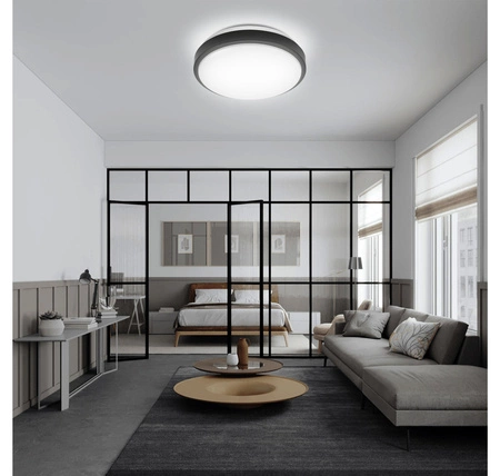 Lampa Plafon Okrągła z Czujnikiem Ruchu 2x E27 LX-924 BLACK LEDLUX