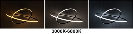 Lampa Sufitowa Wisząca LED Dwa Okręgi LX- 1104 49W Biała 3000k- 6000k LEDLUX