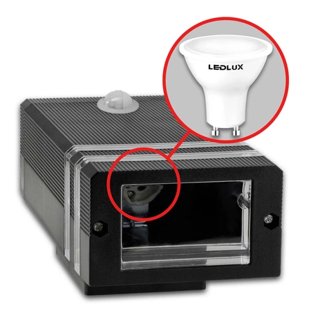 Kinkiet Ogrodowy Lampa Elewacyjna Zewnętrzna LX- 9112-1 PIR Czarna LEDLUX
