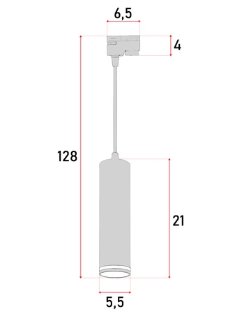 Reflektor Szynowy Lampa Tuba Oprawa Na Żarówkę LX-8473 GU10 Czarny + Pasek LEDLUX