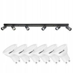 Zestaw Oprawa Sufitowa Natynkowa Reflektor Listwa LX- 8360-6 Czarna + 6x Żarówka GU10 3,5W biała neutralna LEDLUX