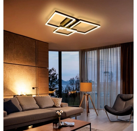 Lampa Sufitowa Wisząca LED Geometryczna LX- 918 120W+ Pilot Czarna 3000k-6000k LEDLUX