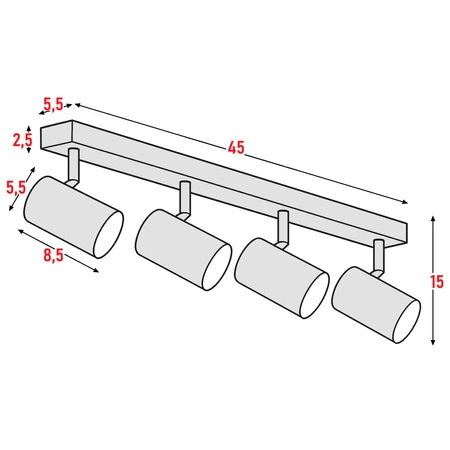 LAMPA SUFITOWA 4xGU10 czarna regulowana SPOT oprawa halogenowa natynkowa OPN-004 4x GU10 BLACK