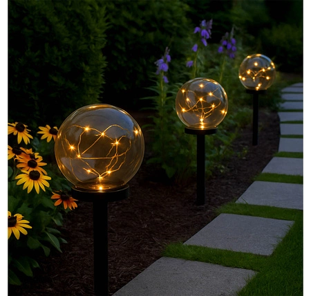 Lampa Solarna Ogrodowa LED Wbijana Ozdobna Dymiona Kulka Kula Szpikulec LSOL-050 LEDLUX