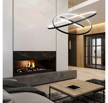 Lampa Sufitowa Wisząca LED Trzy Okręgi LX- 932 90W Czarna biała neutralna LEDLUX