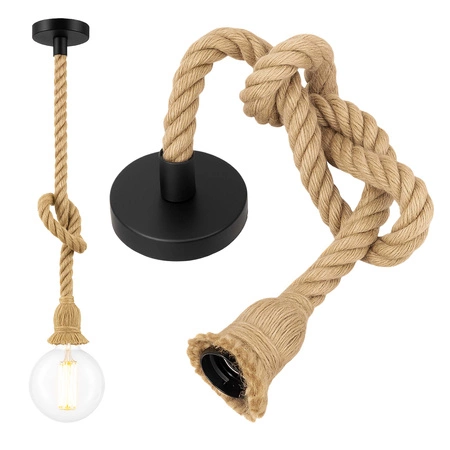 Lampa WISZĄCA sufitowa Oprawa żarówki Lina konopna BOHO 90cm SZNUR jutowy LX1435